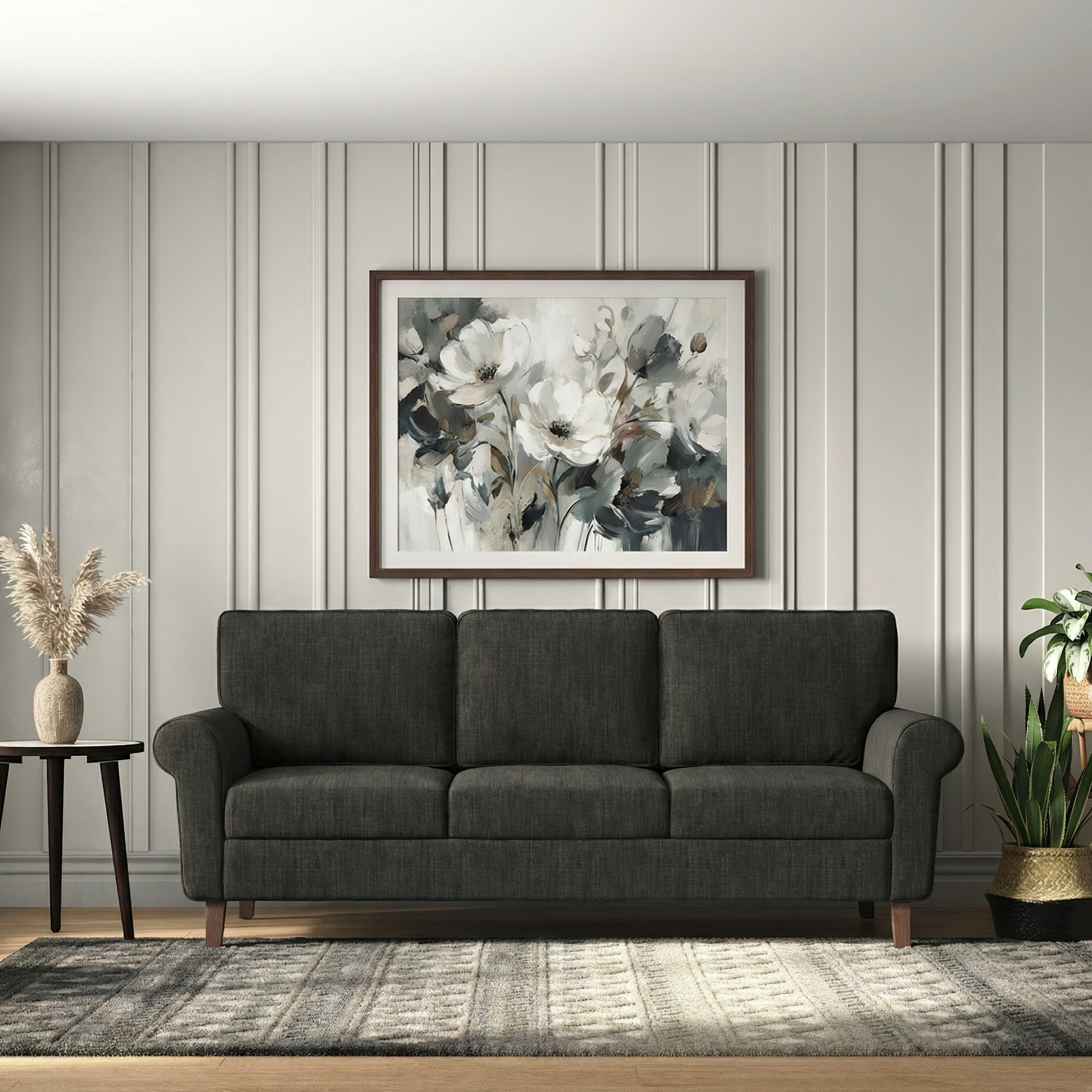 Oxford 3 Seater Fabric Sofa in Graphite Grey Colour