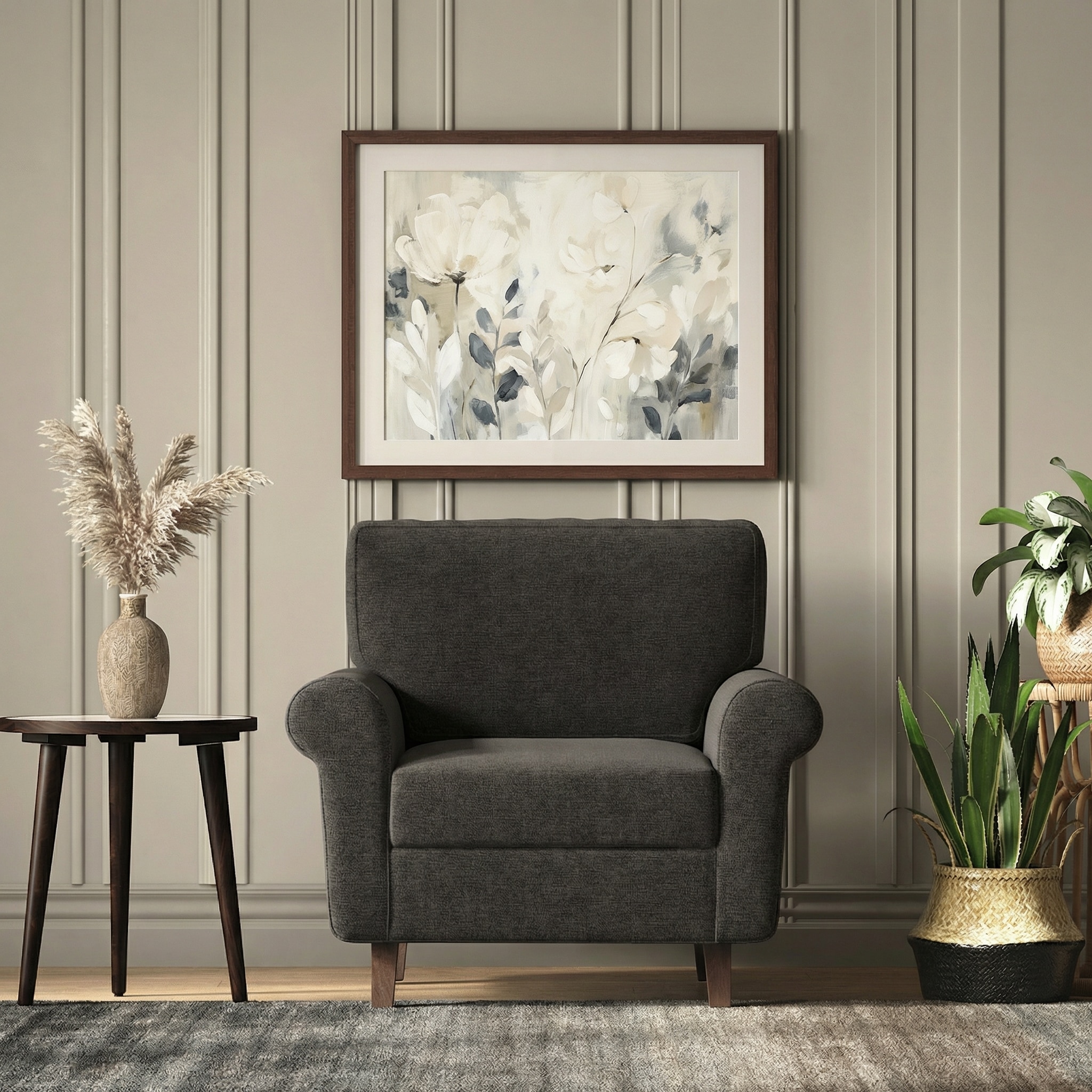 Oxford 1 Seater Fabric Sofa in Smoke Grey Colour