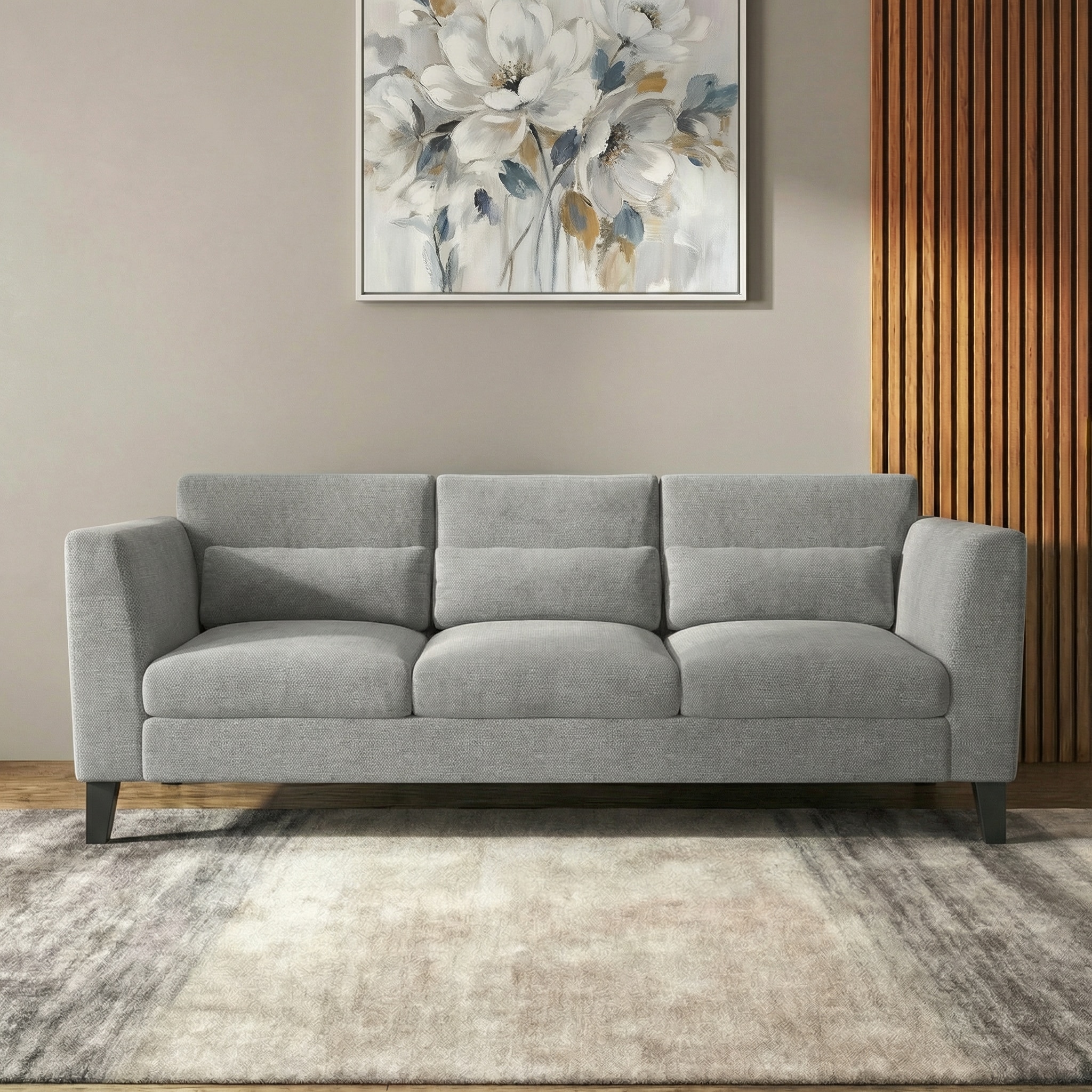 Lewis 3 Seater Fabric Sofa In Granite Weave Colour