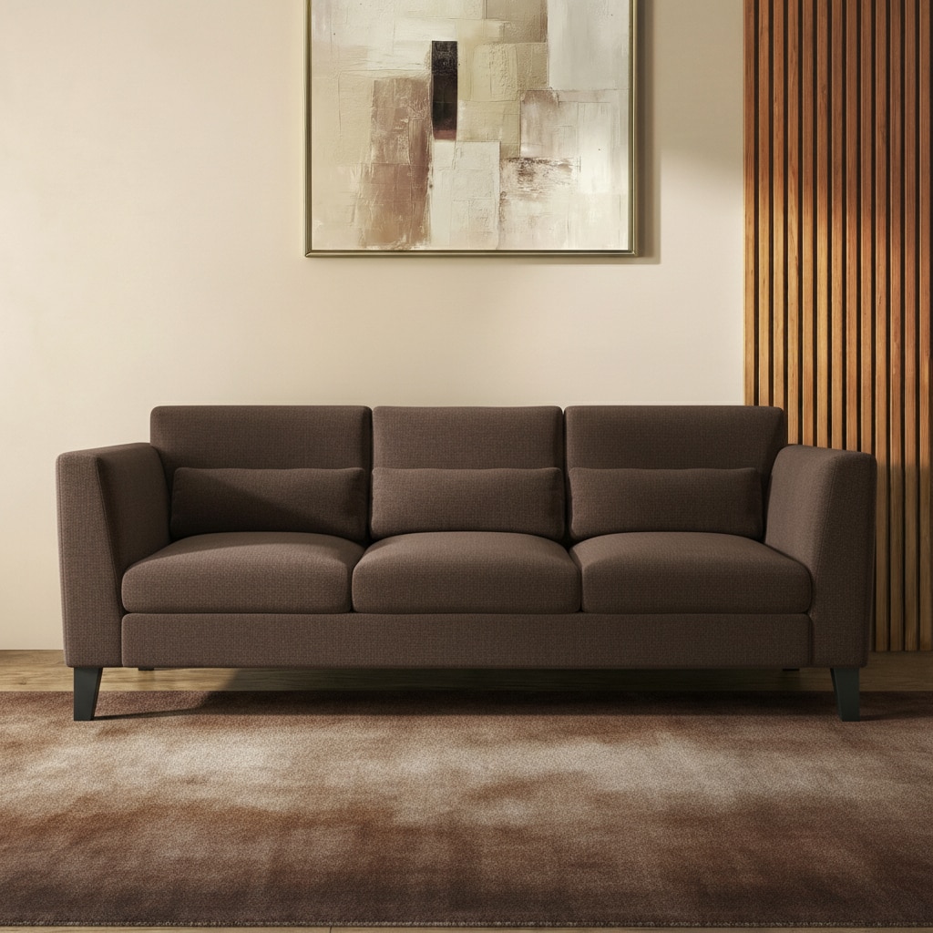 Lewis Sofa (Colour : Dark Earth, Cushion : Hard, Seater : 3+1+1)