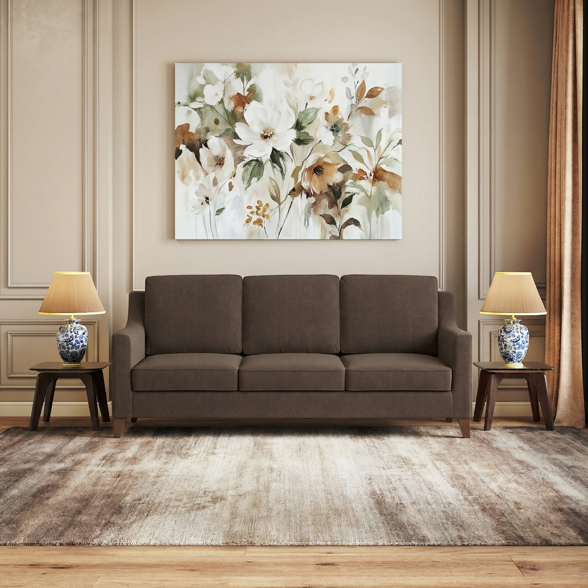 Abbey 3 Seater Fabric Sofa in Daschund Brown Colour