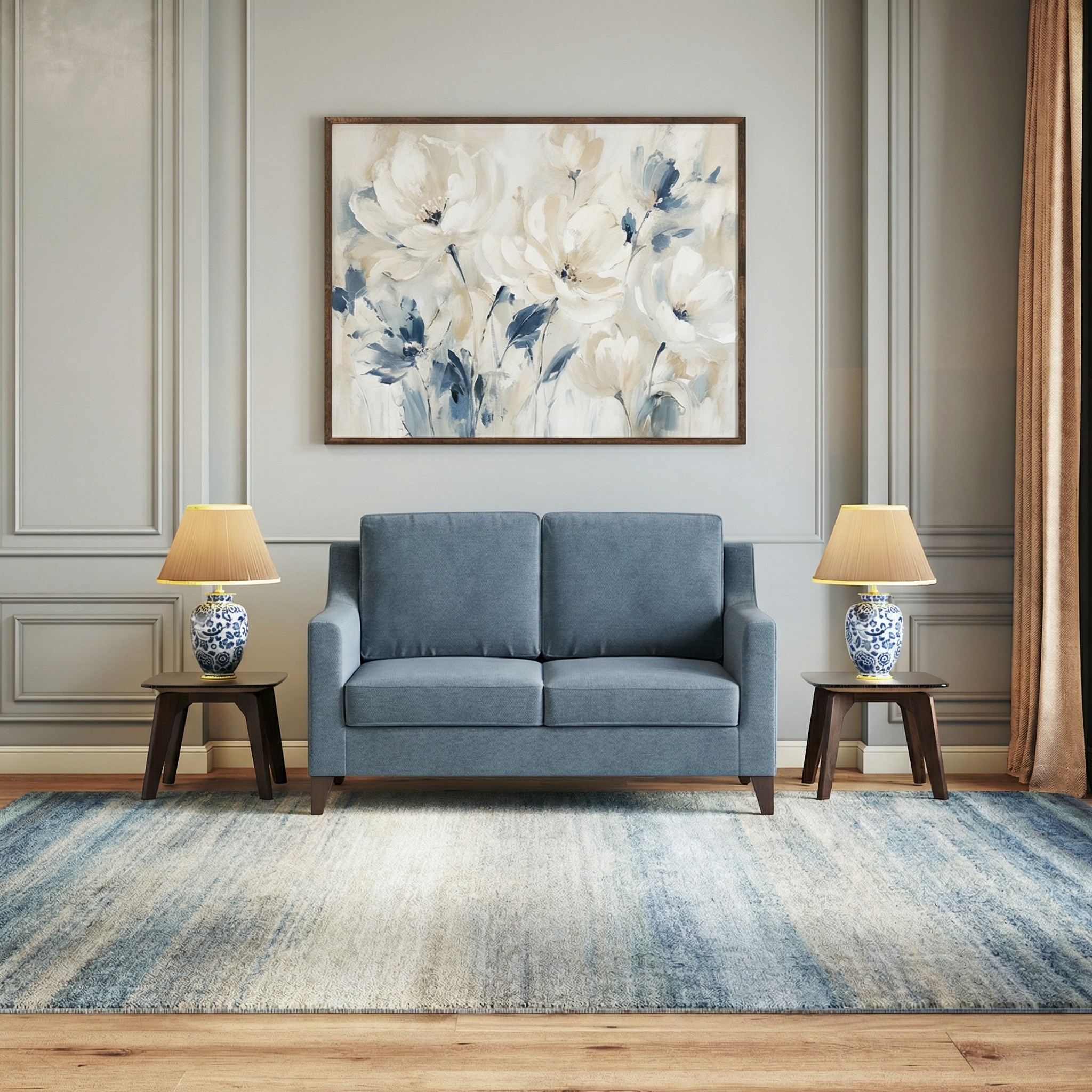 Abbey Sofa (Colour : Ocean Weave, Cushion : Soft, Seating Capacity : 2 Seater)