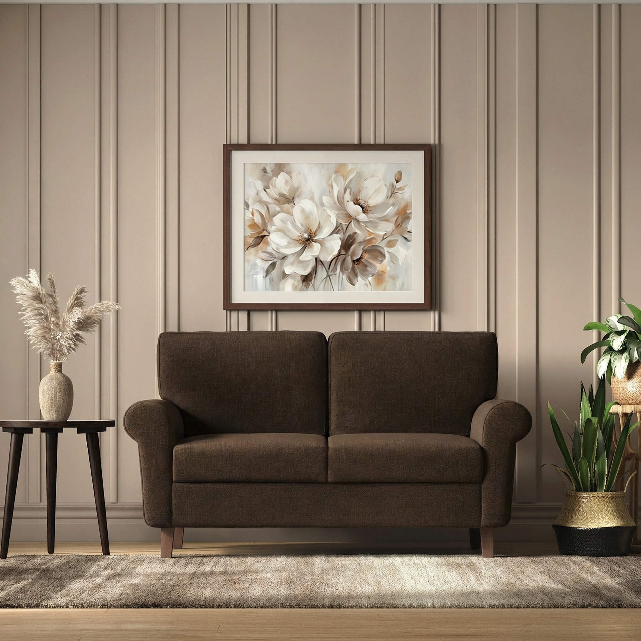 Oxford 2 Seater Fabric Sofa in Dark Earth Colour