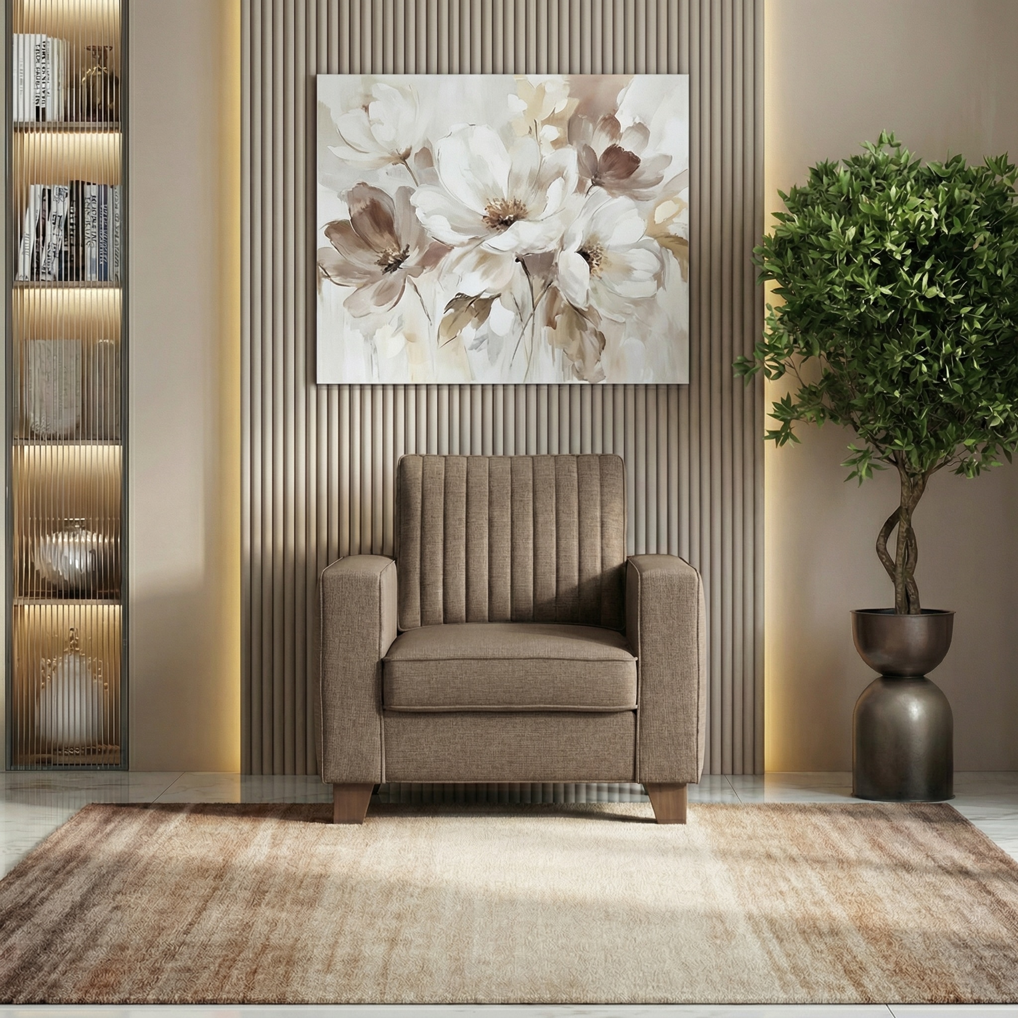 Apollo Neo 1 Seater Fabric Sofa In Mocha Colour