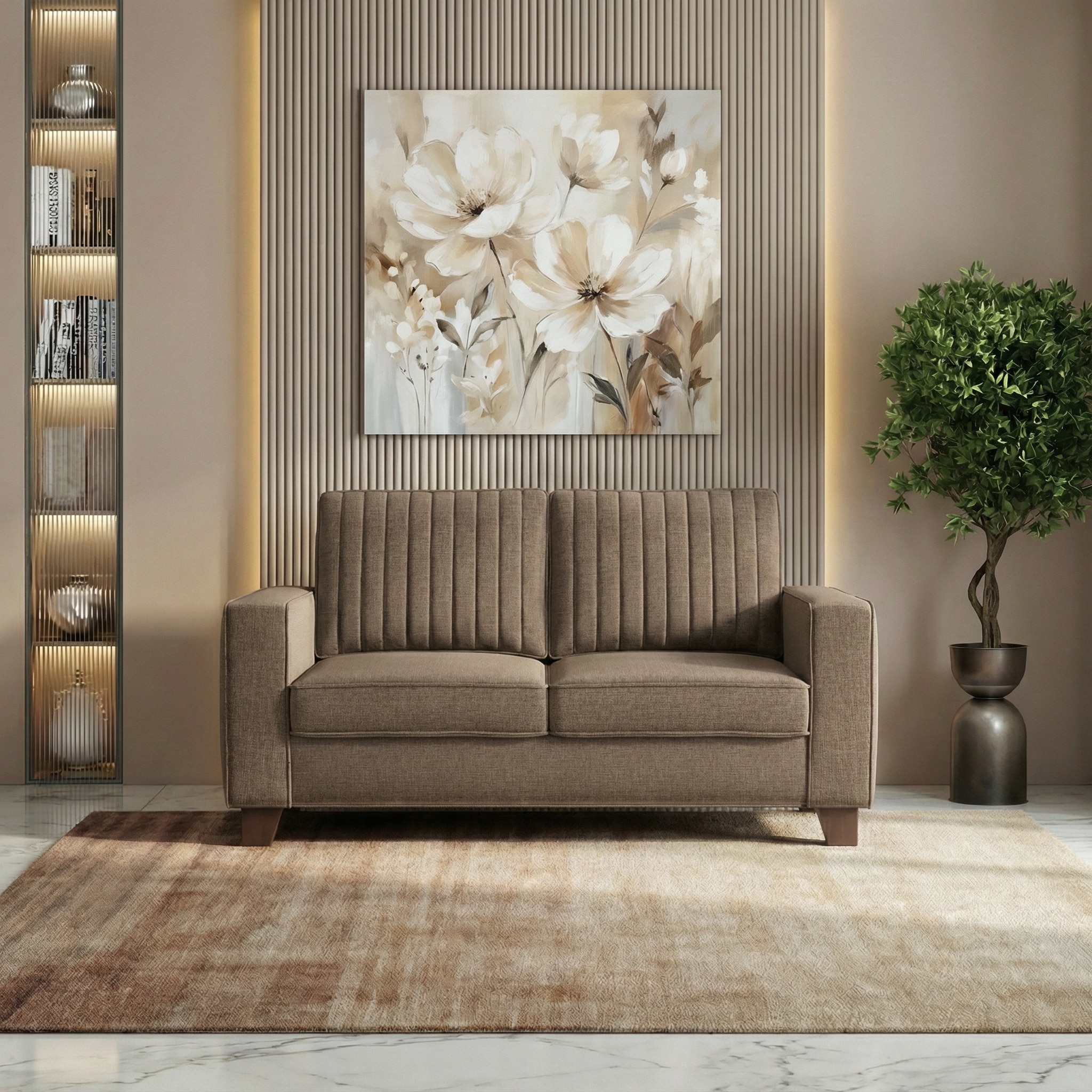 Apollo Neo 2 Seater Fabric Sofa in Mocha Brown Colour (Back Height : Regular, Cushion Type : Soft)