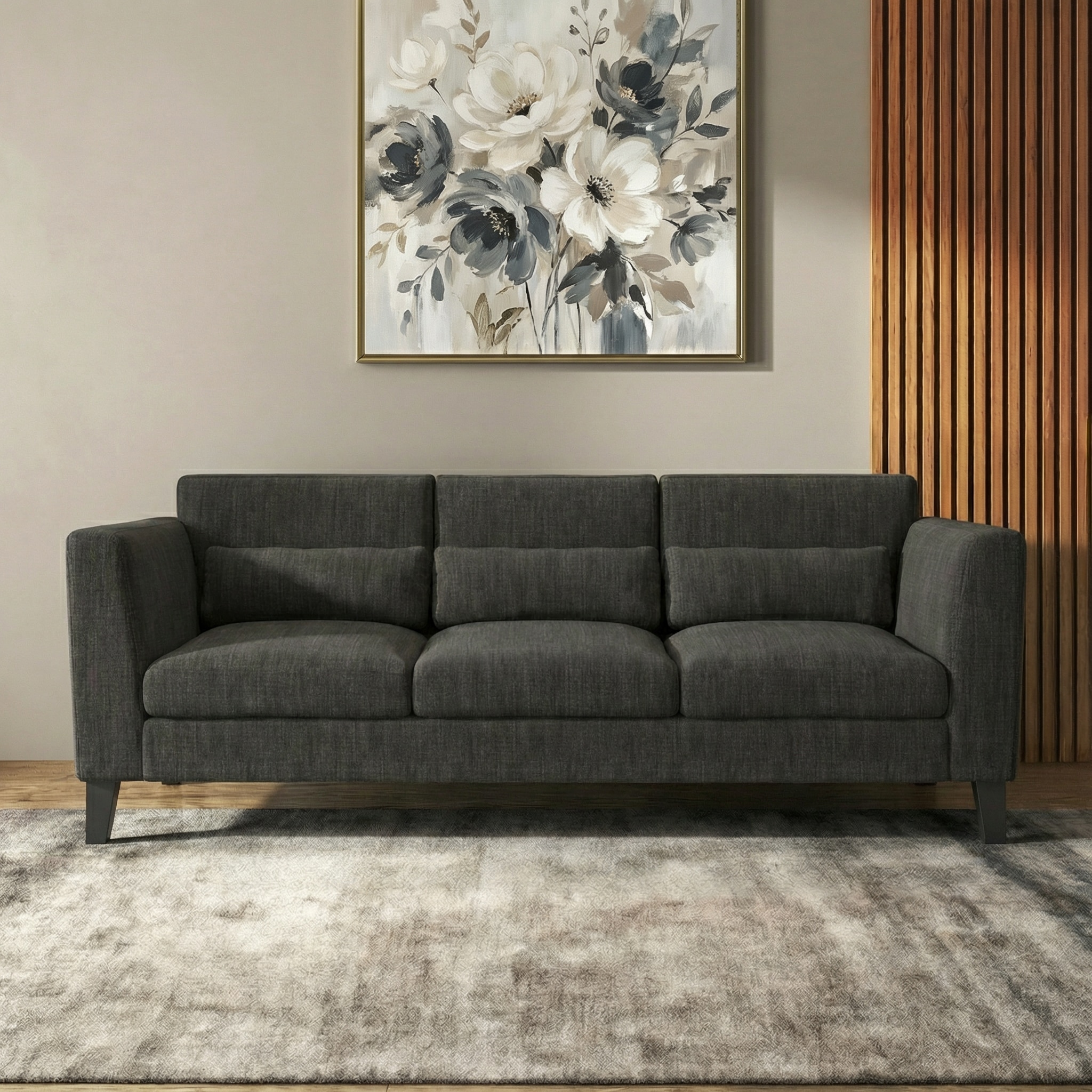 Lewis Sofa Set (Colour : Graphite Grey, Cushion : Hard, Seater : 3+1+1)