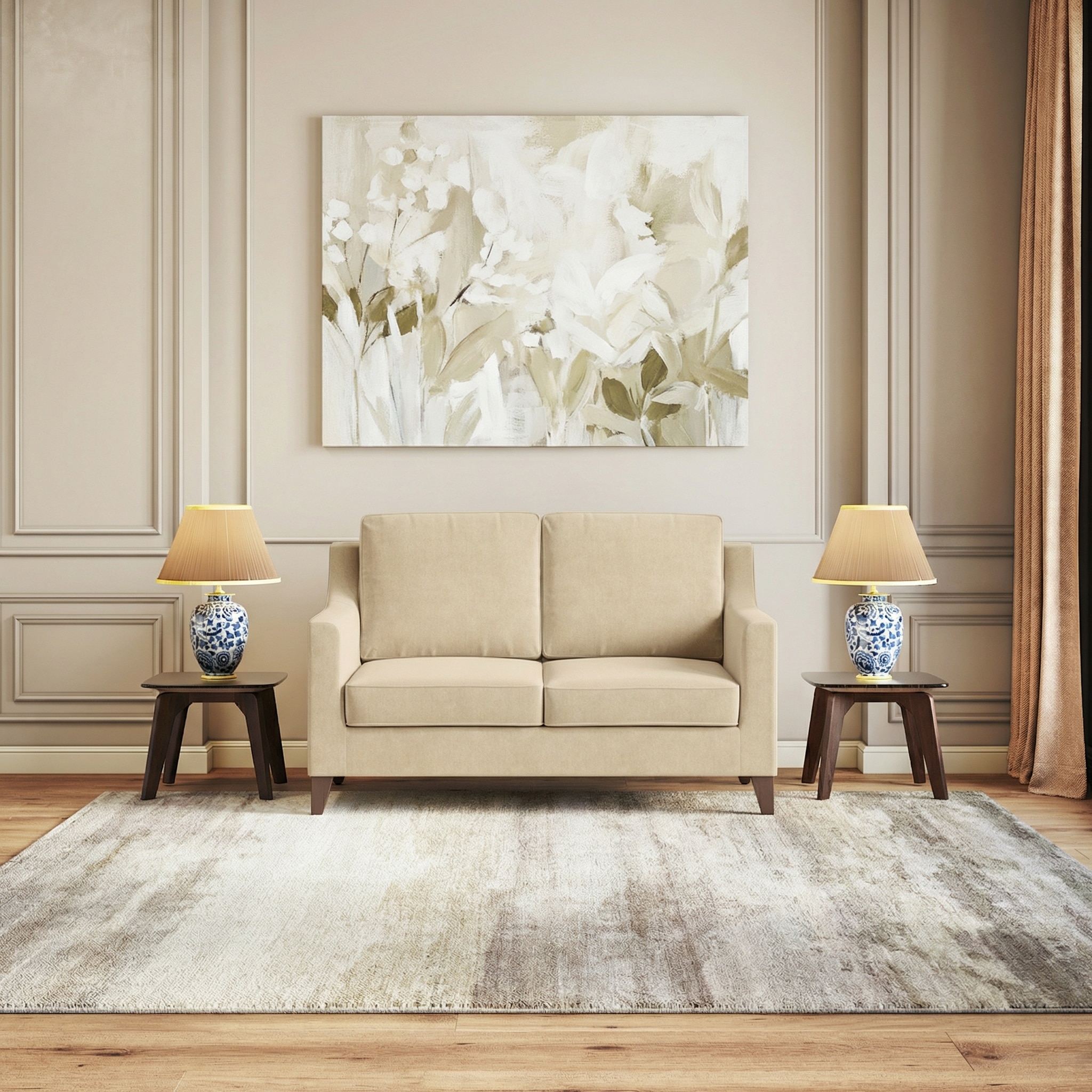 Abbey Sofa Set (Colour : Pearl, Cushion : Hard, Seater : 2+1+1)