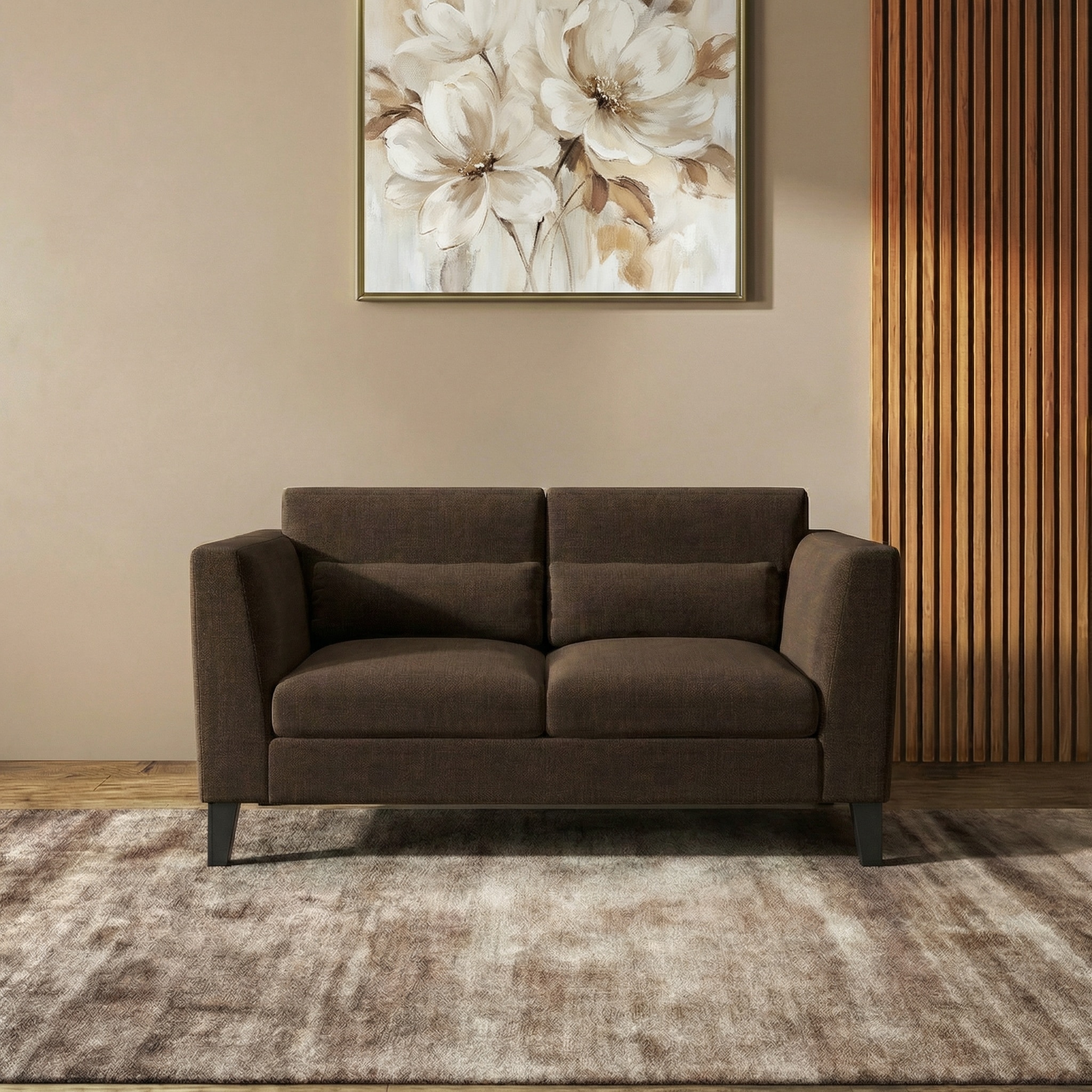 Lewis 2 Seater Fabric Sofa in Dark Earth Colour