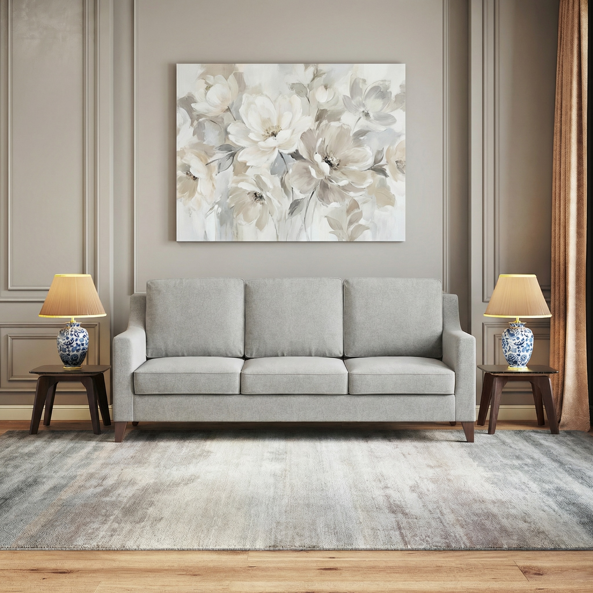 Abbey Sofa Set (Colour : Vapour Grey, Cushion : Soft, Seater : 3+2+1)