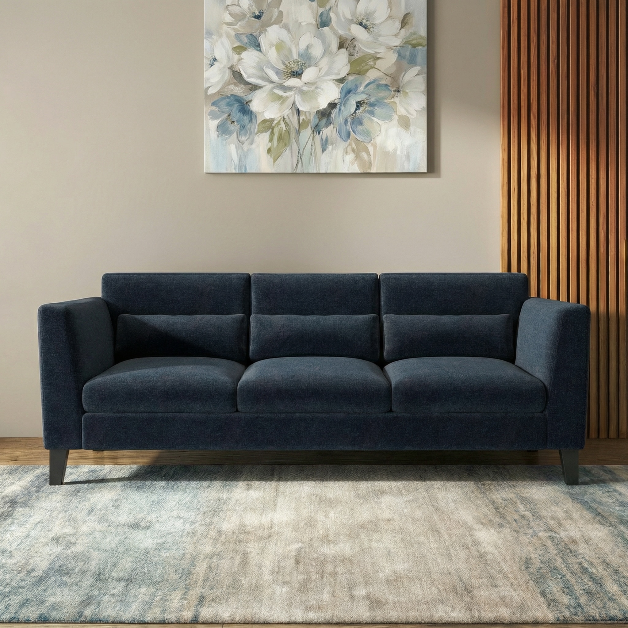 Lewis Sofa (Colour : Cobalt, Cushion : Hard, Seater : 3+1+1)