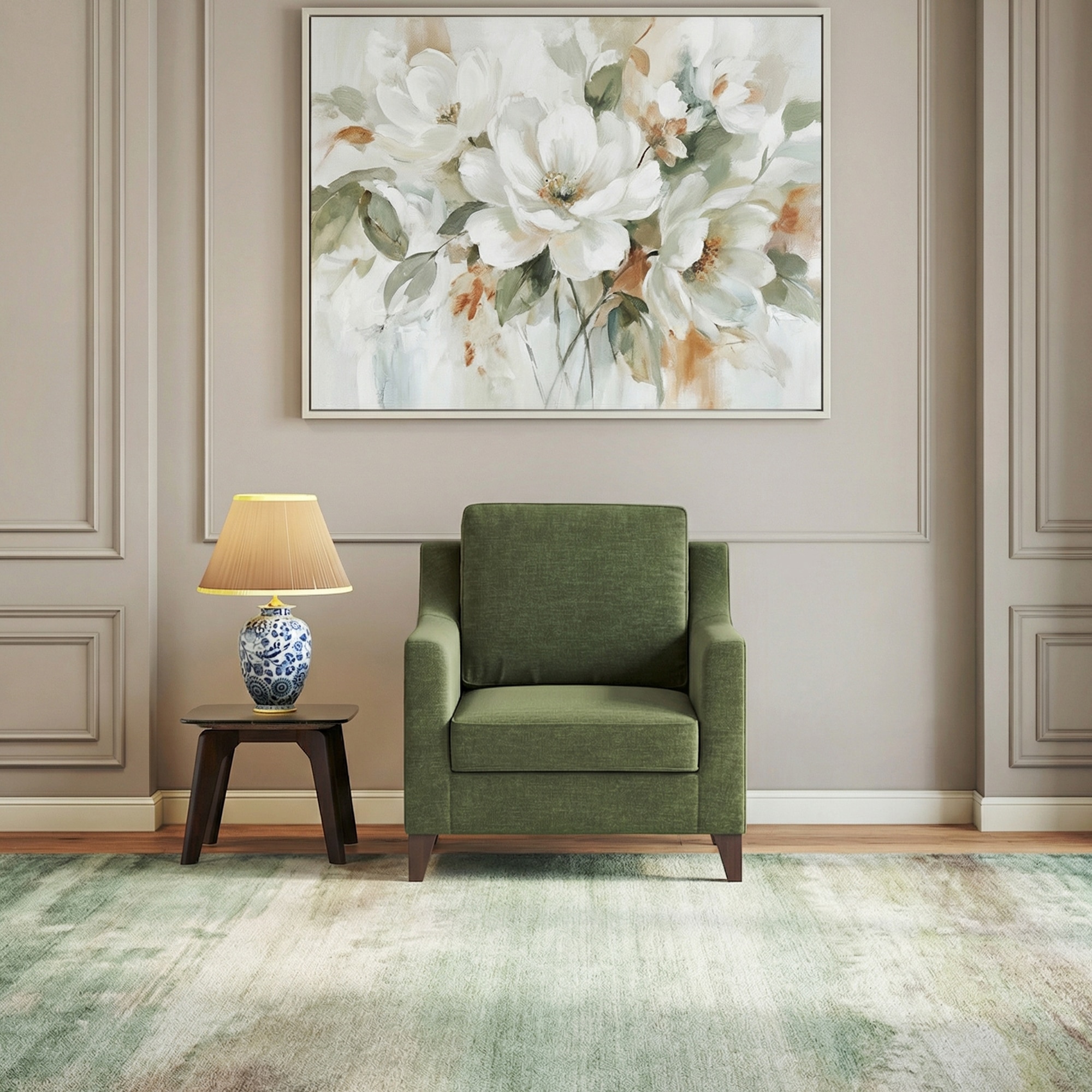 Abbey Sofa (Colour : Moss Green, Cushion : Hard, Seating Capacity : 1 Seater)