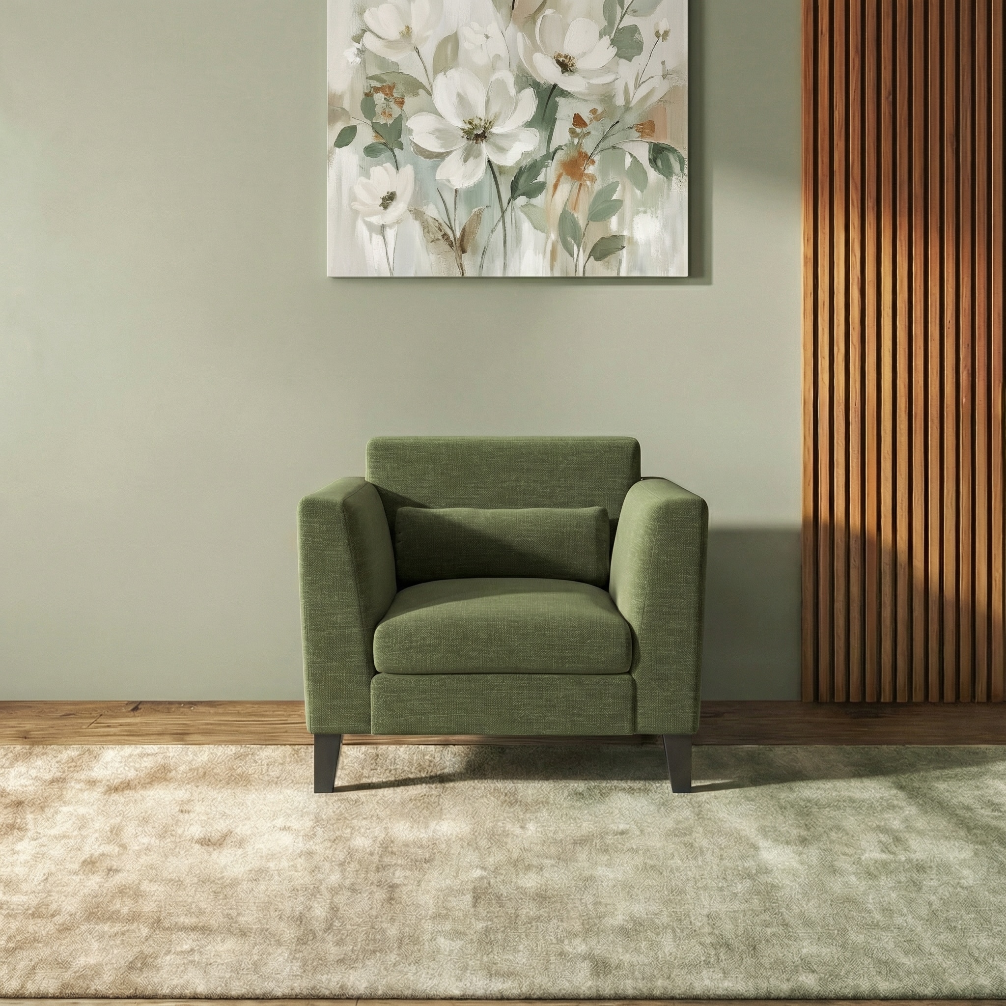 Lewis 1 Seater Fabric Sofa In Moss Green Colour - Urban Ladder