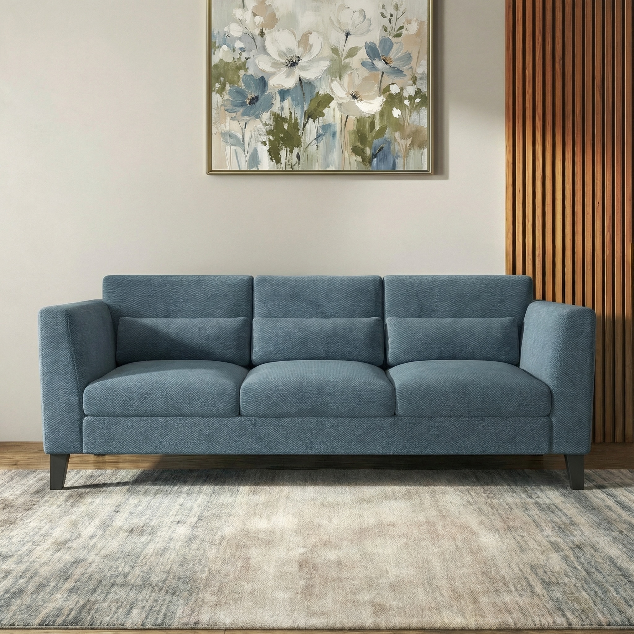 Lewis 3 Seater Fabric Sofa In Ocean Weave Colour