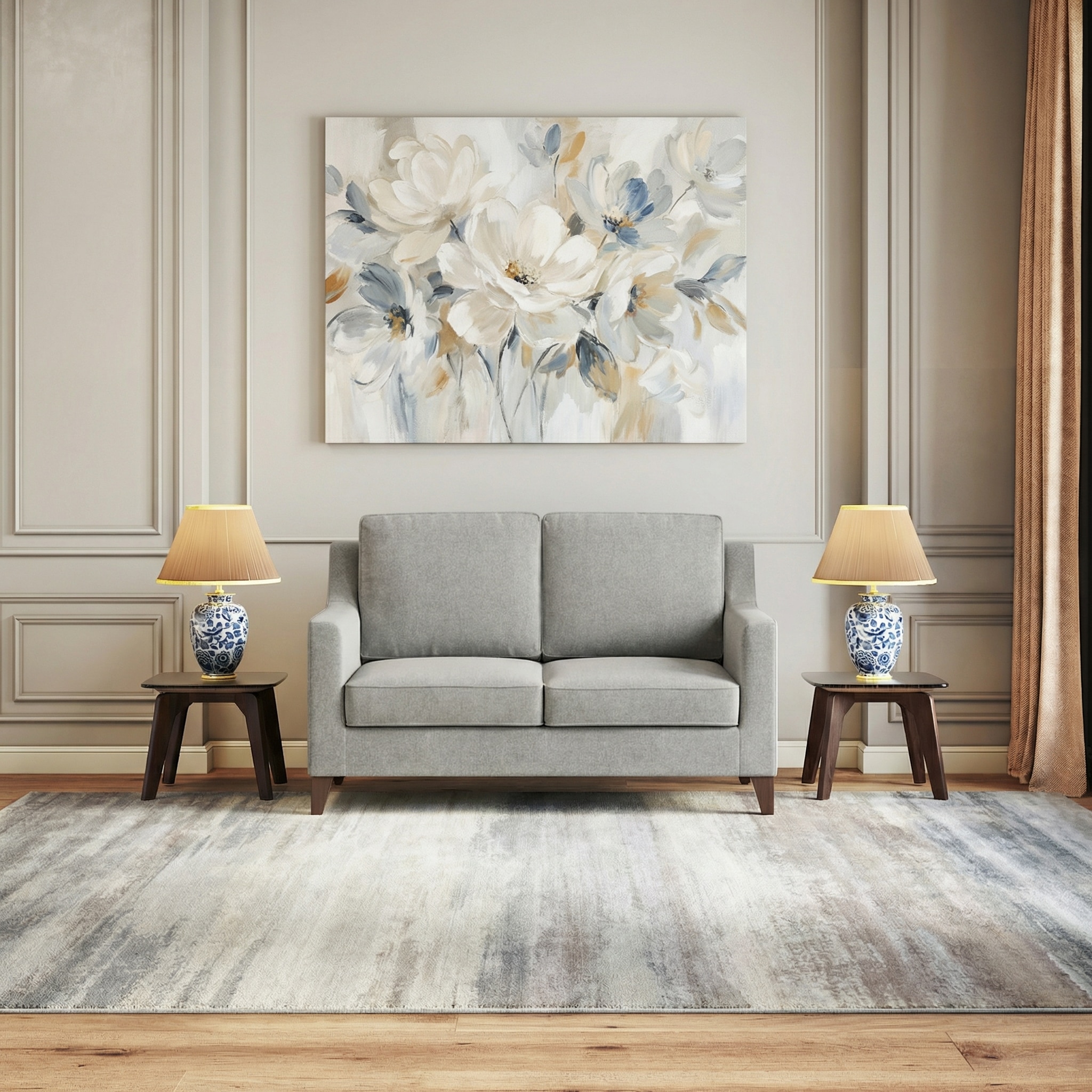 Abbey 2 Seater Fabric Sofa in Vapour Grey Colour