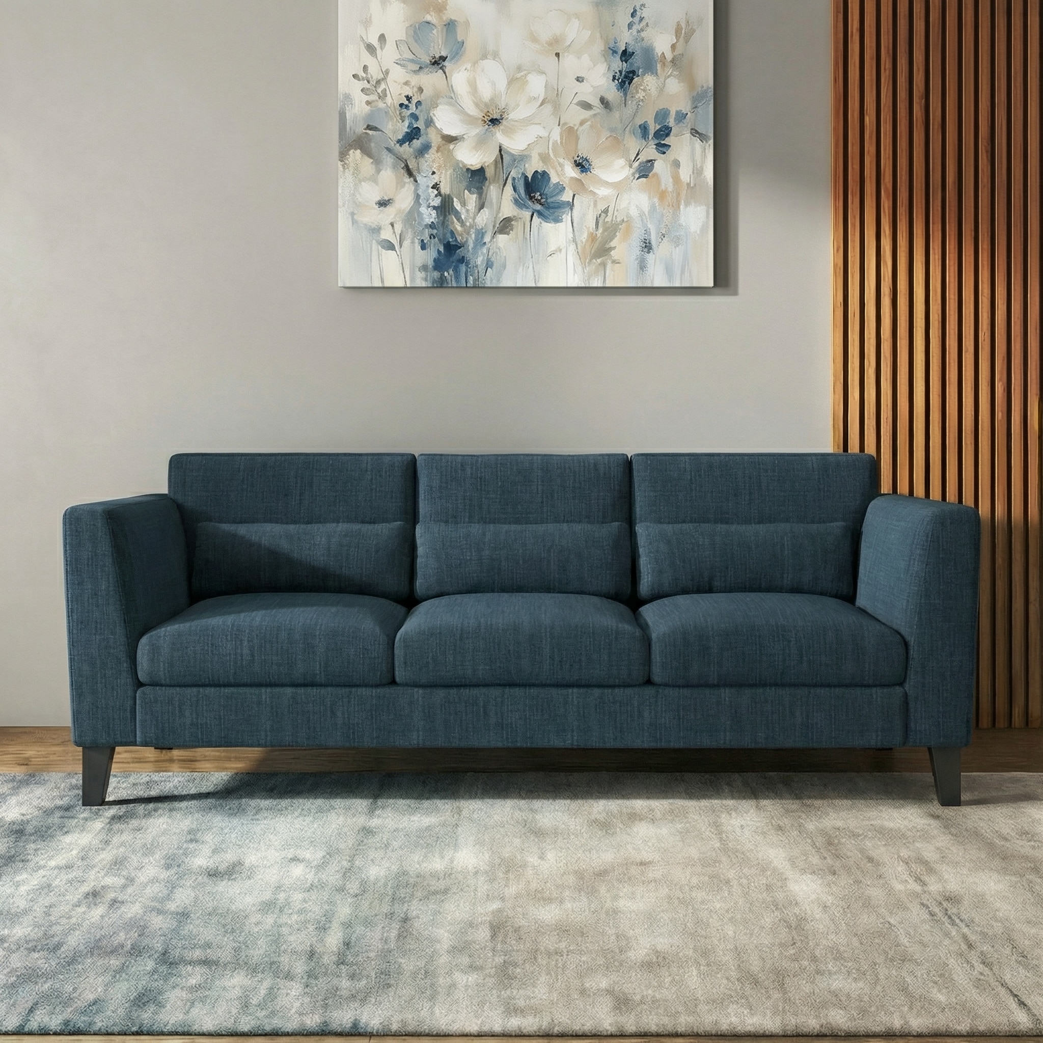 Lewis 3 Seater Fabric Sofa in Indigo Blue Colour