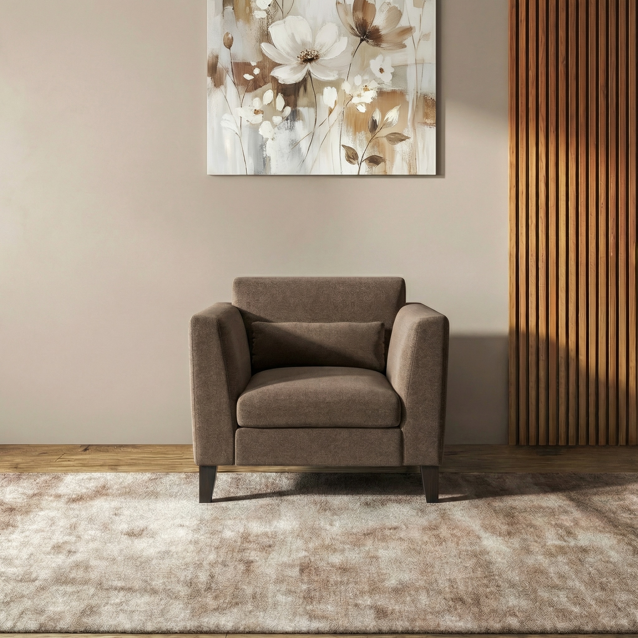 Lewis 1 Seater Fabric Sofa in Daschund Brown Colour