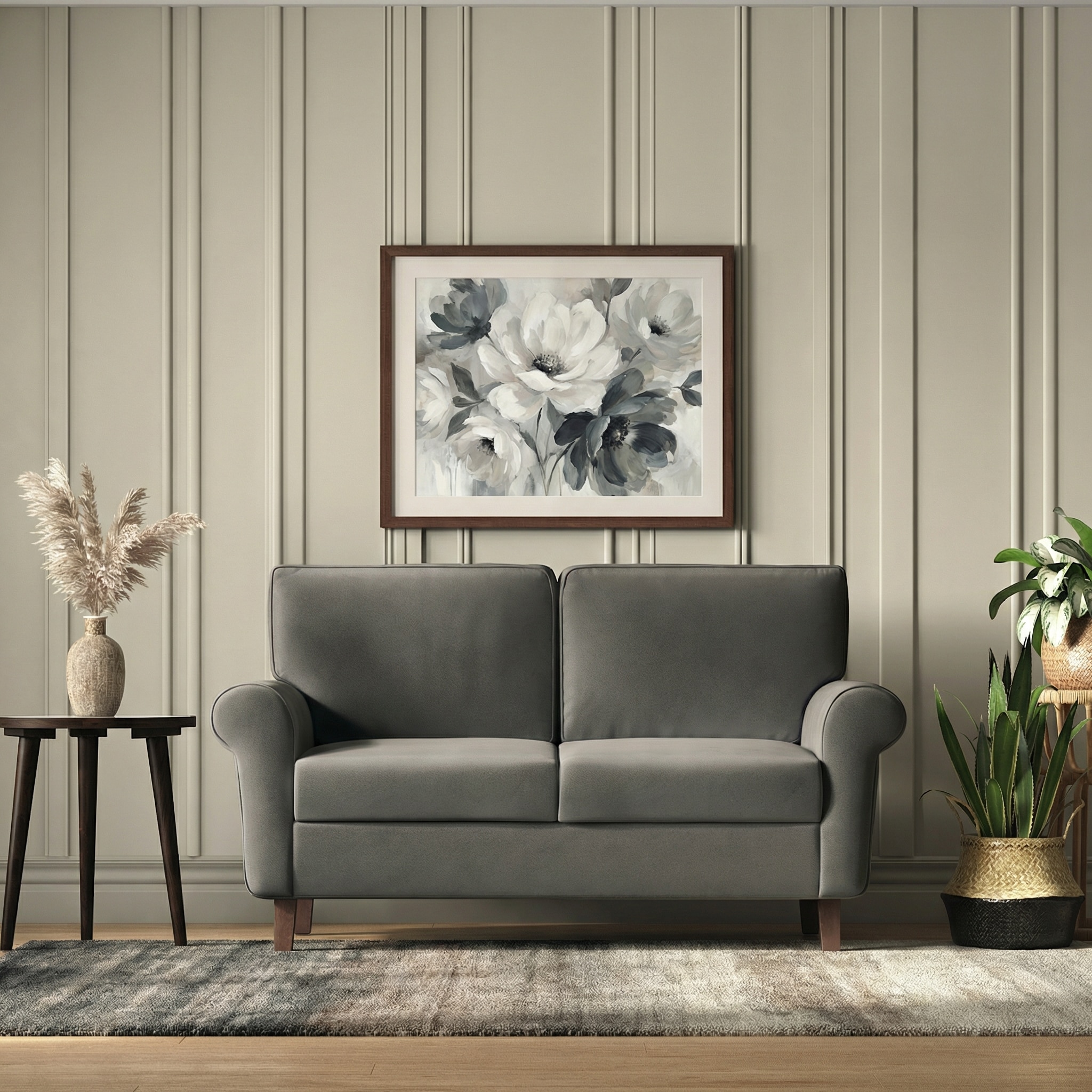 Oxford 2 Seater Fabric Sofa in Ash Grey Velvet Colour