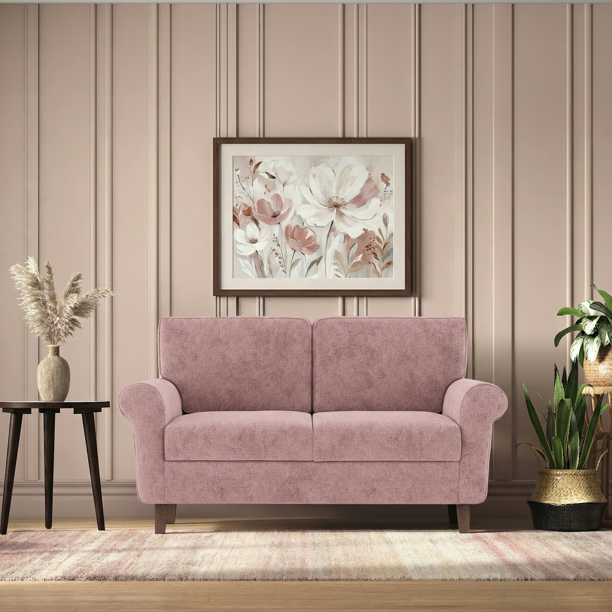 urban ladder Oxford 2 Seater Fabric Sofa In Desert Rose Colour-picture-10
