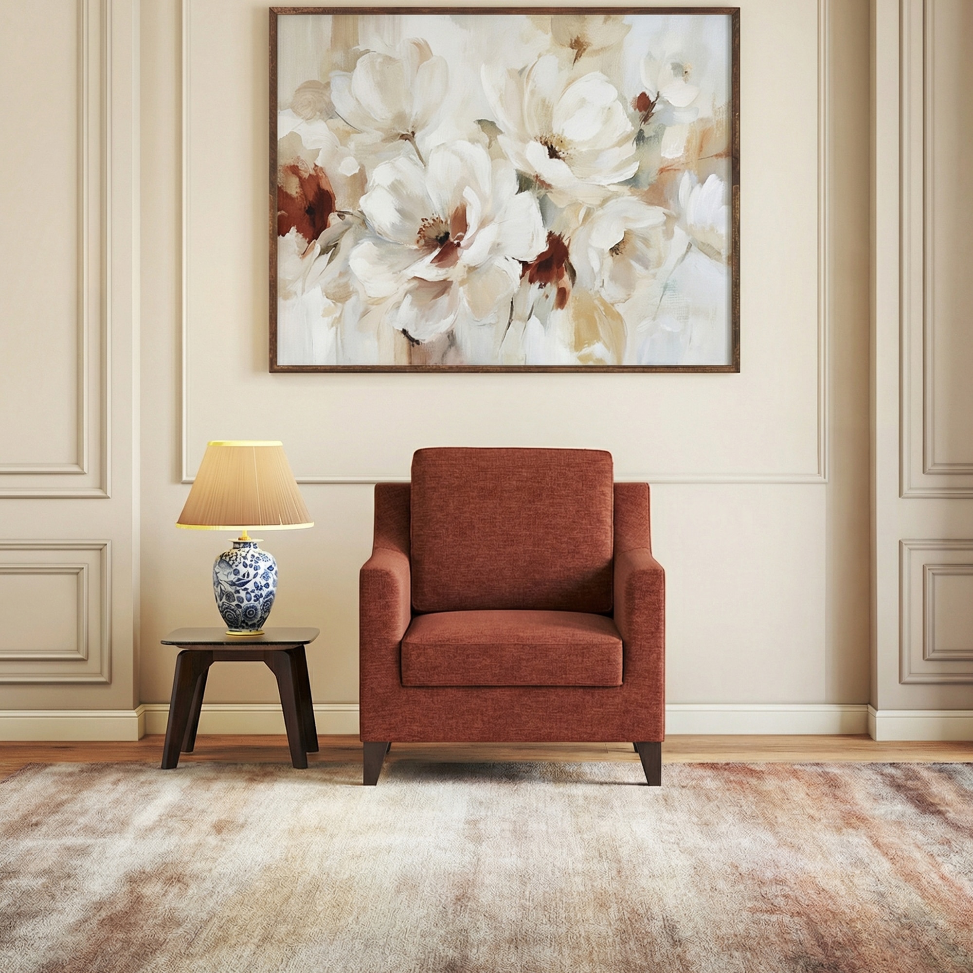 Abbey 1 Seater Fabric Sofa In Dark Coral Colour