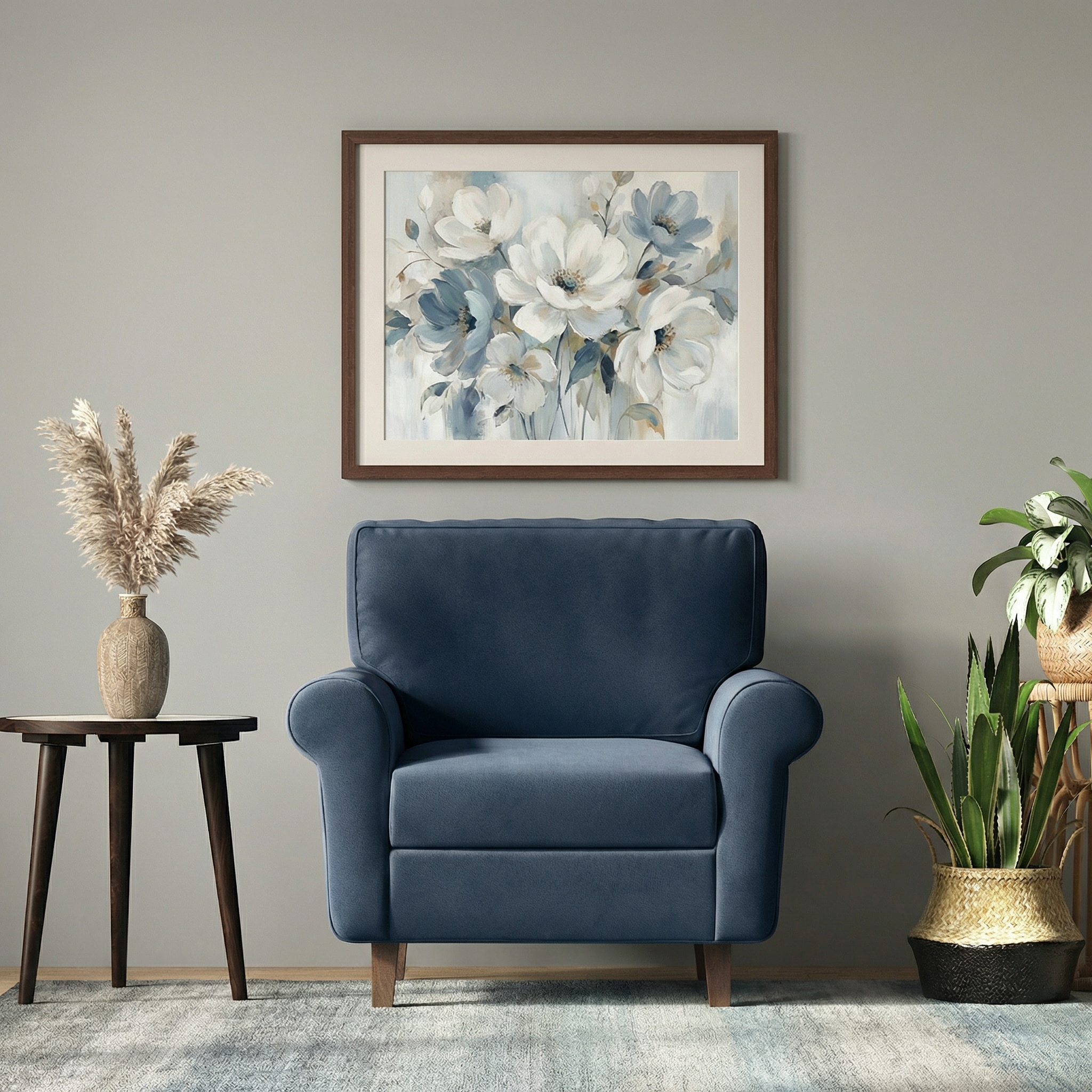 Oxford 1 Seater Fabric Sofa in Lapis Blue Colour