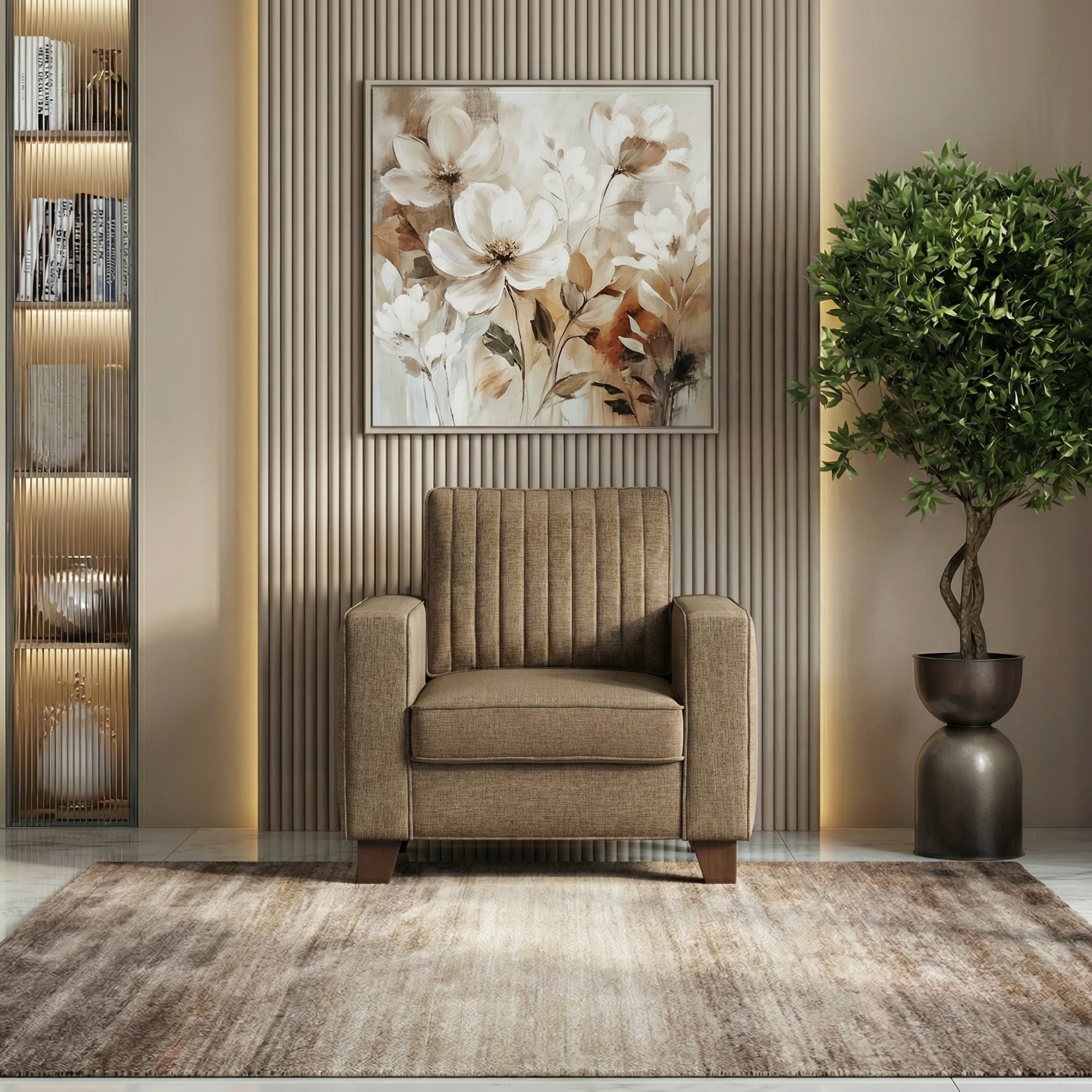 Apollo Neo 1 Seater Fabric Sofa In Dune Colour