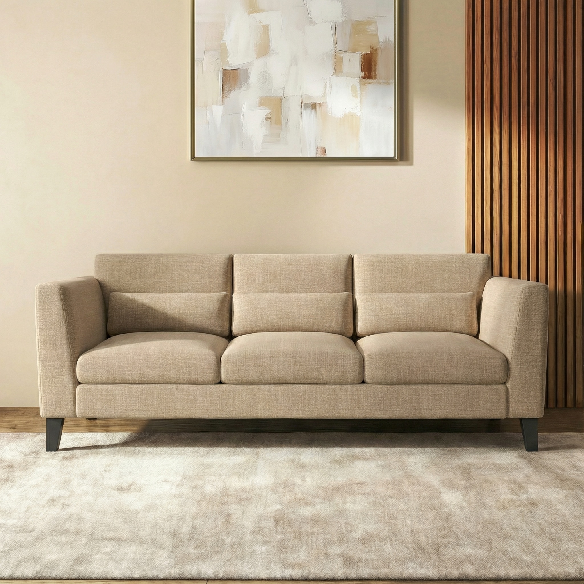 Lewis Sofa Set (Colour : Sandshell Beige, Cushion : Soft, Seater : 3+2+1)