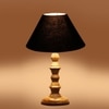 Devansh Black Cotton Table Lamp With  Wood Natural Base (10X10X16) Inches)-28