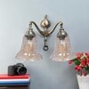 Devansh Metal Electric Wall Light in Antique gold Colour with Transparent Shade Count of 2 Lights