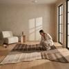 Handmade Wool Shaped Rug Modern Abstract Brown Beige 6 x 9 Feet Carpet