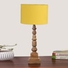 Devansh Yellow Cotton Table Lamp With  Wood Natural Base (7X7X21.25 Inches)-6