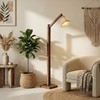 Hinge Beige Jute Floor Lamp with Beige Jute Base