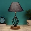 Joanna Blue Jute Table lamp with Wood & Iron Base