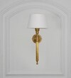Parker Single Light Wall Fitting In Antique Brass Finish Metal With White Cotton Shade