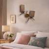 Devansh Metal Electric Wall Light in Gold Colour with Beige Shade Count of 2 Lights