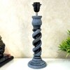 Grey Stone Finish Handpainted And Hancarved Distress Wooden Table Lamp