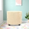 Lisbon Solid Wood Ottoman Pouffee in Ivory Sparkle Velvet