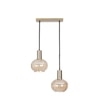 Opaline 2 Light Globe Linear Blue Lustre Glass And Brass Metal  Hanging Pendant Light