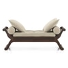 Saachi Solid Wood Diwan in Mango Walnut Finish with Light Brown Colour Fabric
