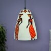 Folk Art Glass Electric Hanging Light in White Colour