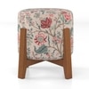 Nicole Stool In Amber Walnut Finish With Calico Print Colour