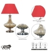 Delicea Smoke Glass And Chrome Finish Metal Table Lamp With Maroon Cotton Shade