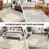 Beige Stripes Wool 8x10 Carpet