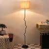 Cairo Beige Natural Fiber Floor Lamp with Black Iron Base