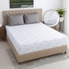 White And Grey  Geometric Cotton  400 Tc  Fitted  Super King Size Bedsheet With 2 Pillow Covers