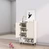 Hexa Red Engineered Wood Shoe Rack in Frosty White Colour