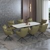 Aeris Ceramic 6 To 8 Seater Extendable Dining Table With 6  Beck Dining Chairs (Finish : Rome Travertine, Chair Colour : Olive Leatherette)