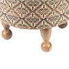 Louisville Acacia Wood Parisian Round Pouf Stool in Multicolour