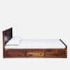 Rangrez Sheesham Wood King Size Bed in Provincial Teak Finish with Box Storage