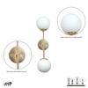 Balts Twin Wall Light In Brass Finish With Opal Glass Globe Shades