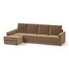 Apollo Compact Sofa (Colour : Fawn Velvet, Cushion : Hard, Back Type : High Back, Seating Capacity : Left Aligned 3 Seater + Left Aligned Chaise)